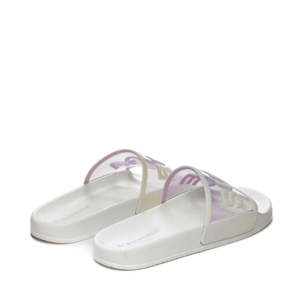 Superga 1908 SLIDES CLEAR IDENTITYWHITE AVORIO-VIOLET LILLA