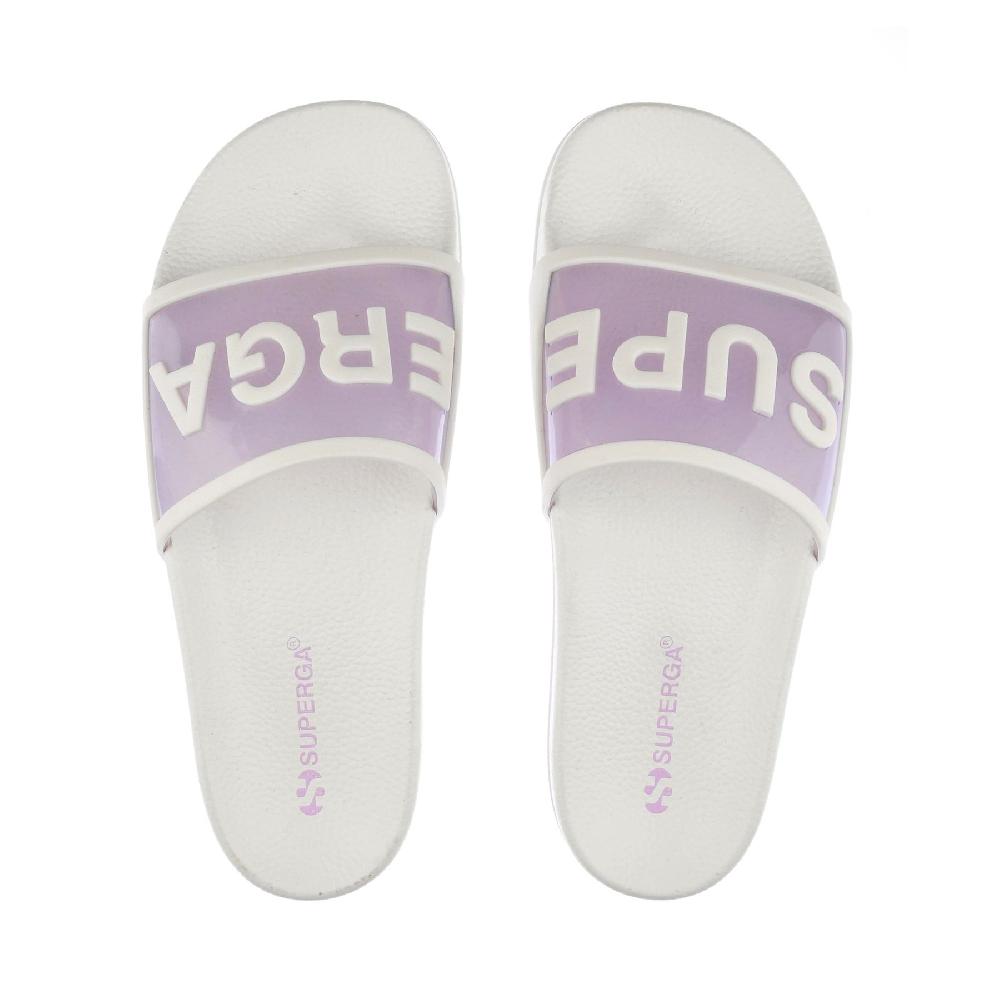 Superga 1908 SLIDES CLEAR IDENTITYWHITE AVORIO-VIOLET LILLA