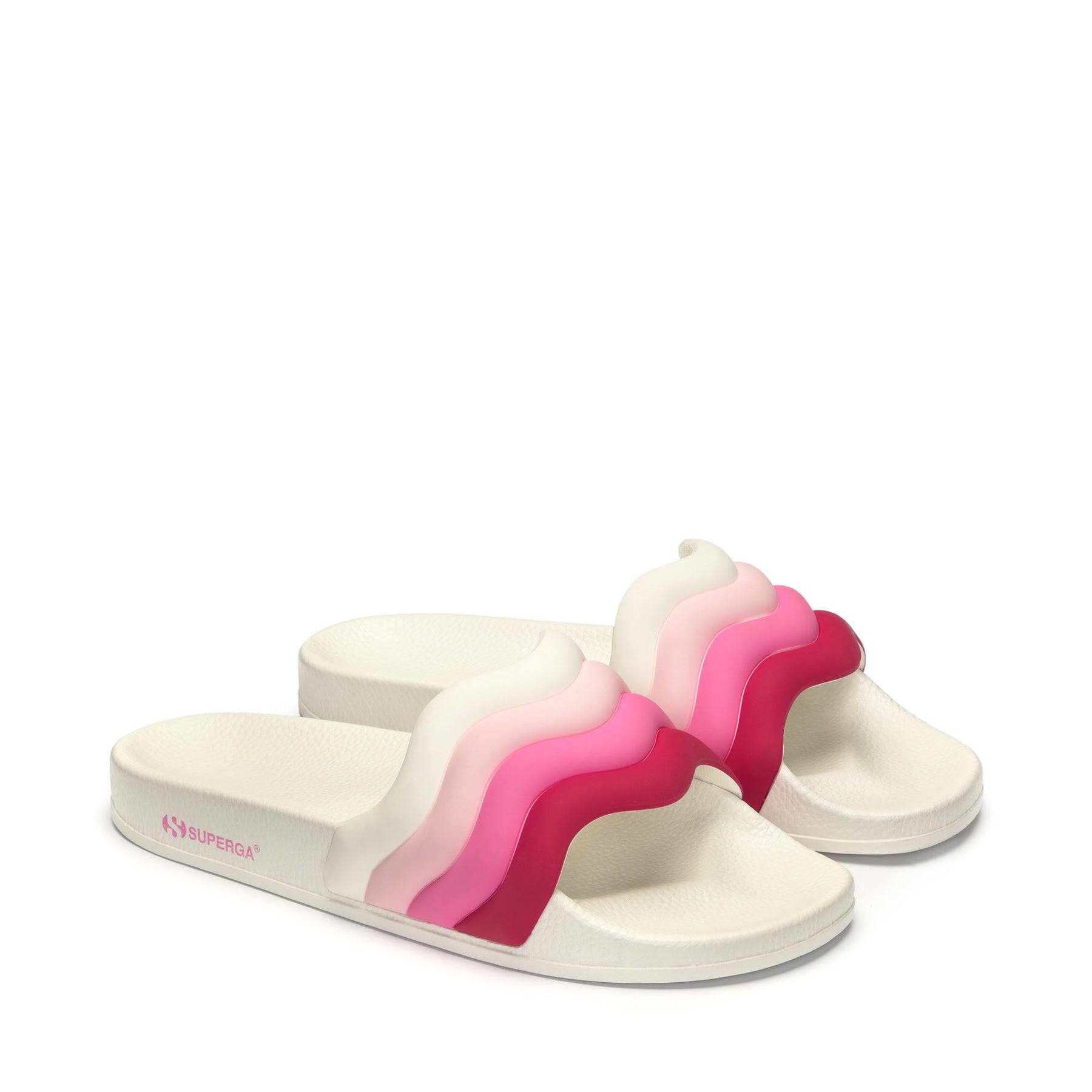 Superga 1908 SLIDES CURLY PADDED STRIPESWHITE-SHADED PINK