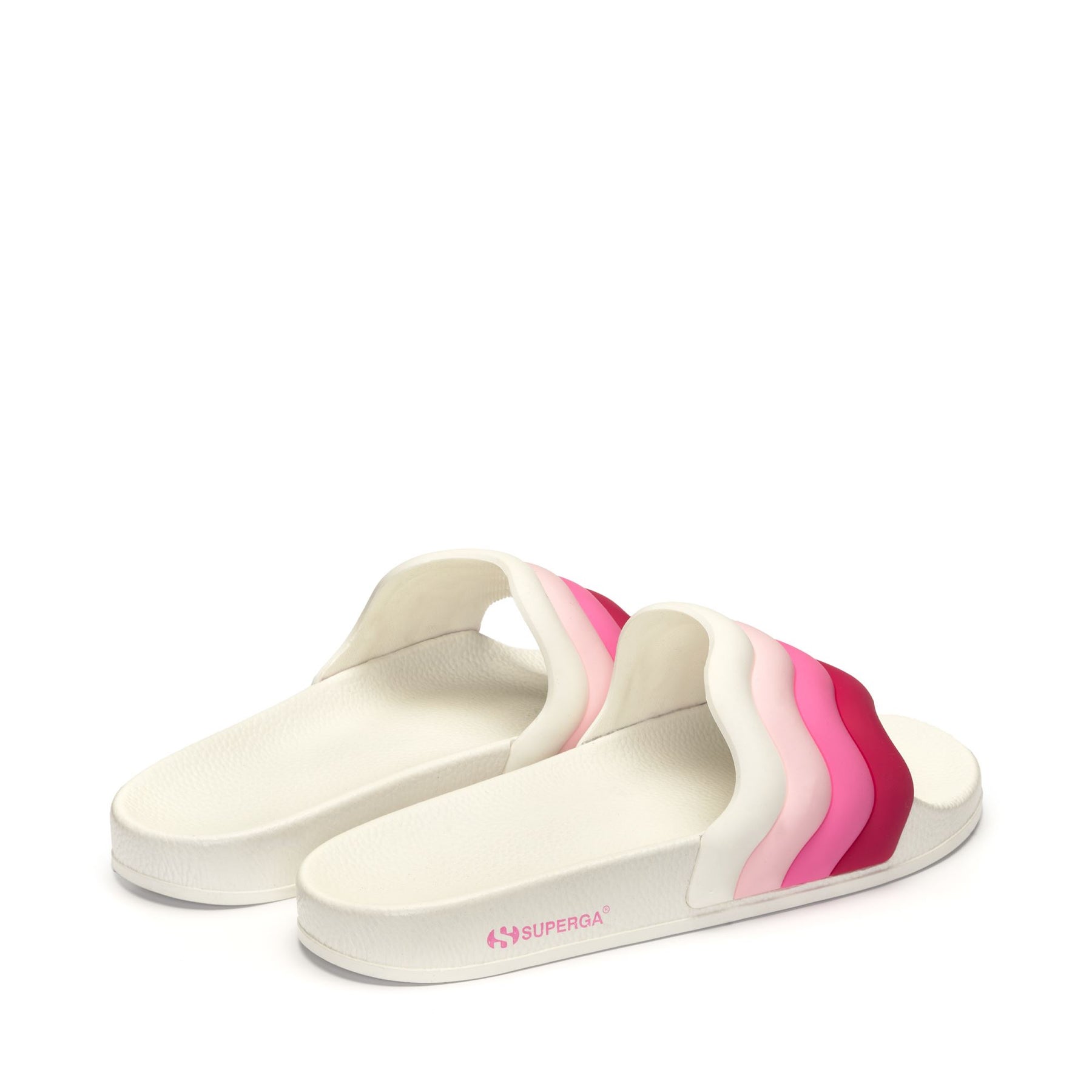 Superga 1908 SLIDES CURLY PADDED STRIPESWHITE-SHADED PINK