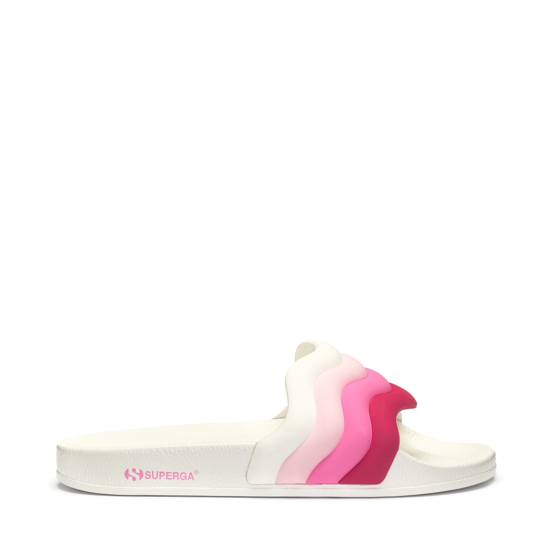 Superga 1908 SLIDES CURLY PADDED STRIPESWHITE-SHADED PINK
