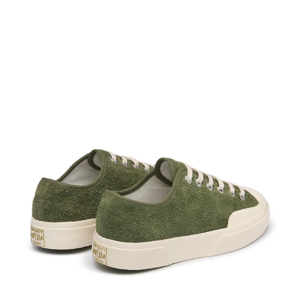 Superga 2432 WORKS HAIRY SUEDEMILITARY GREEN-OFF WHITE