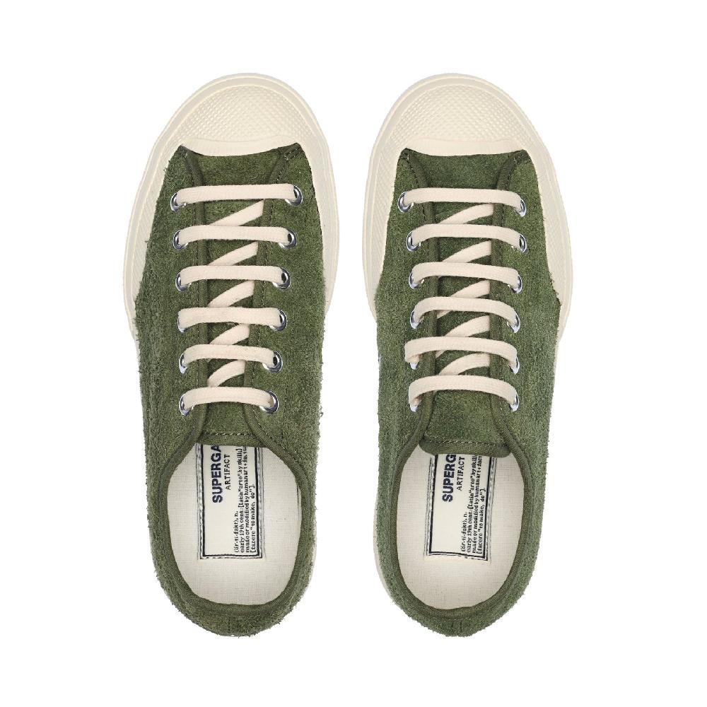 Superga 2432 WORKS HAIRY SUEDEMILITARY GREEN-OFF WHITE