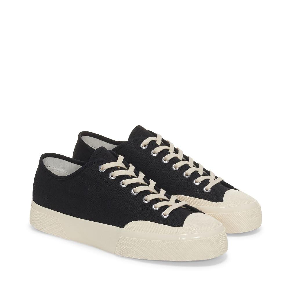 Superga 2432 WORKS LOW CUT COTTON CANVASBLACK-OFF WHITE