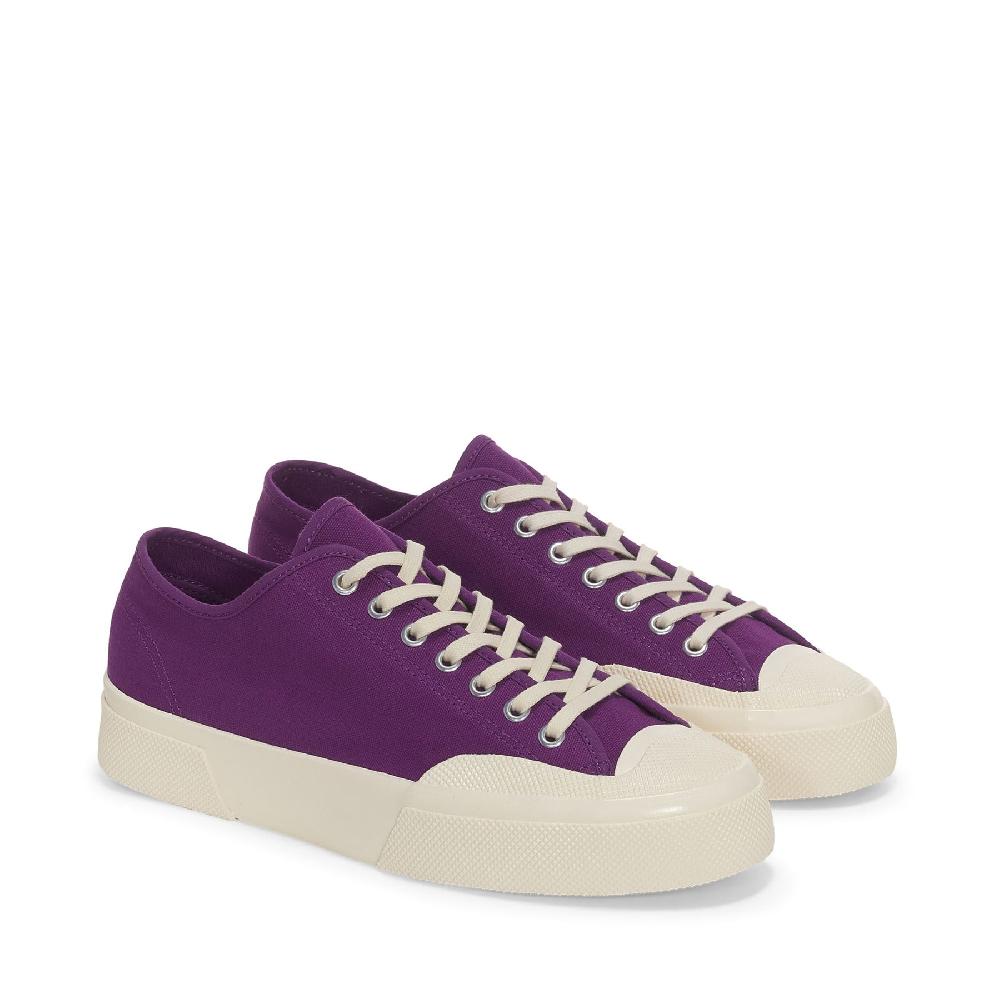 Superga 2432 WORKS LOW CUT COTTON CANVASPURPLE-OFF WHITE