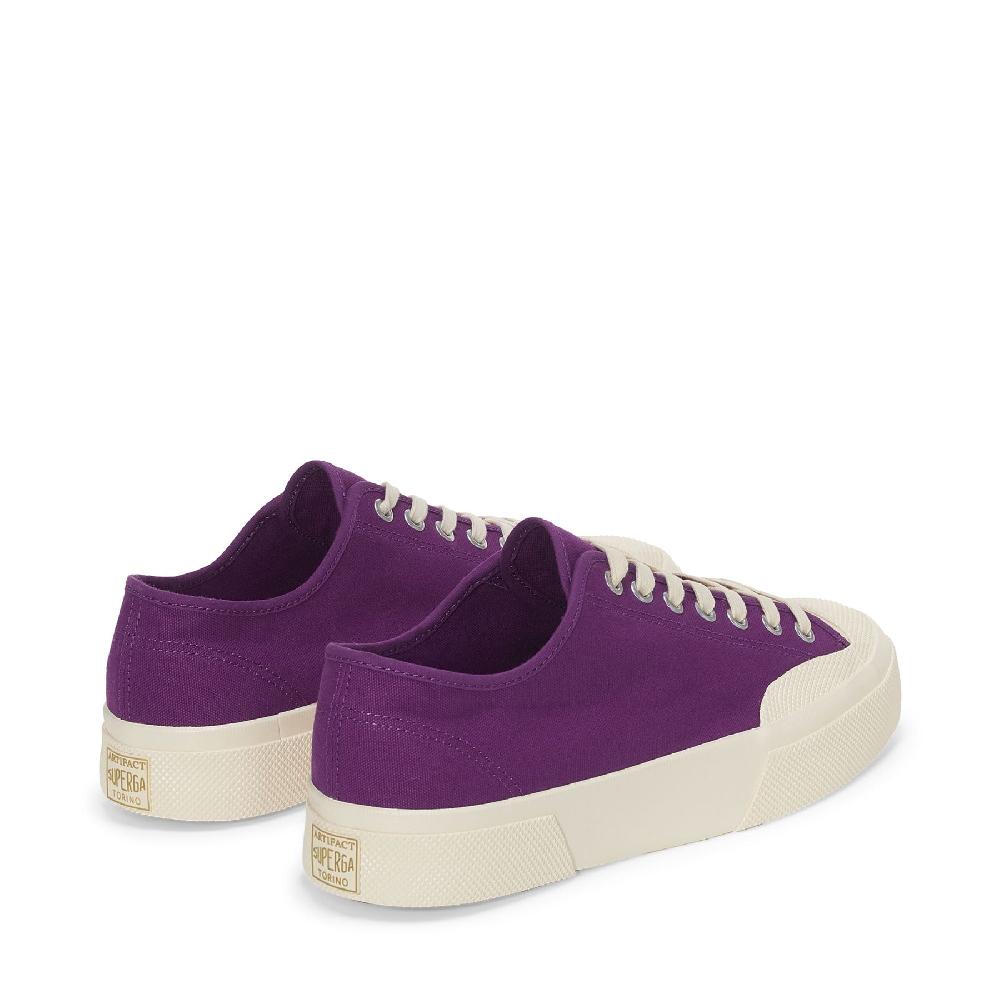 Superga 2432 WORKS LOW CUT COTTON CANVASPURPLE-OFF WHITE