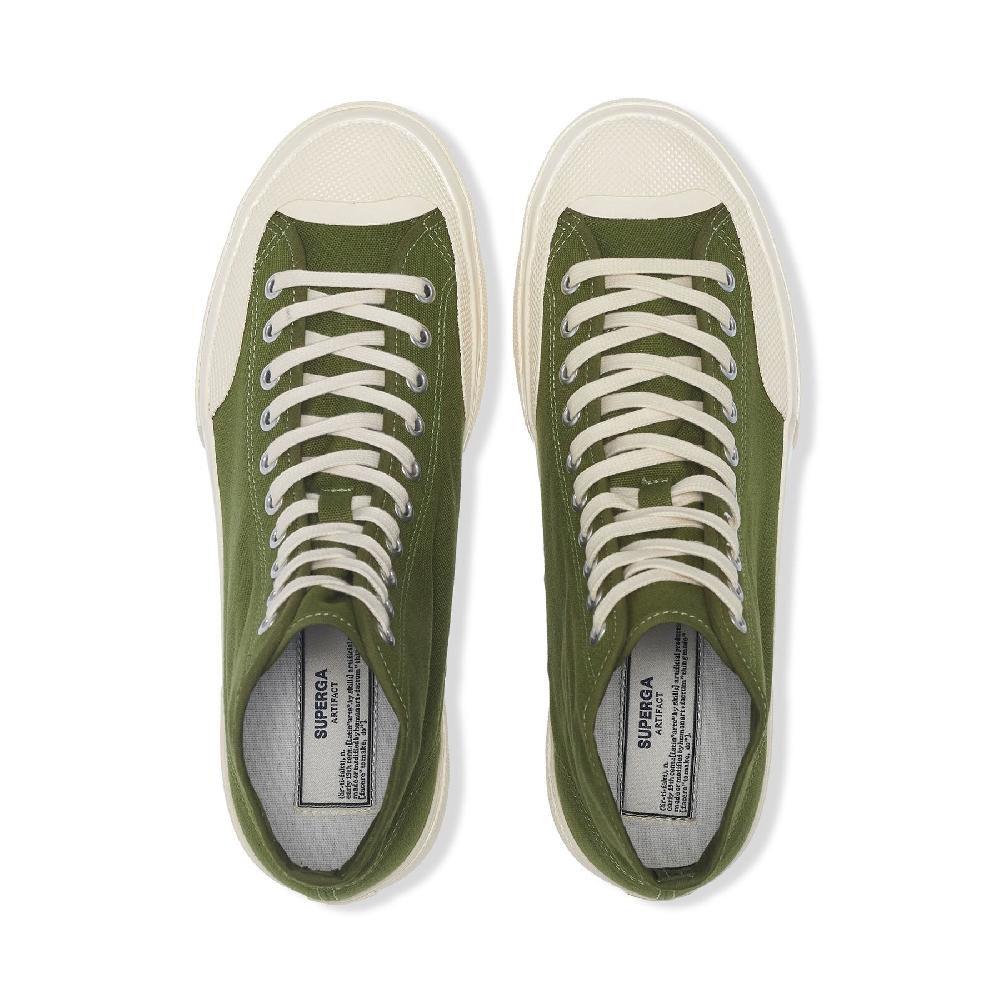 Superga 2433 WORKS HIGH CUT COTTON CANVASGREEN-OFF WHITE