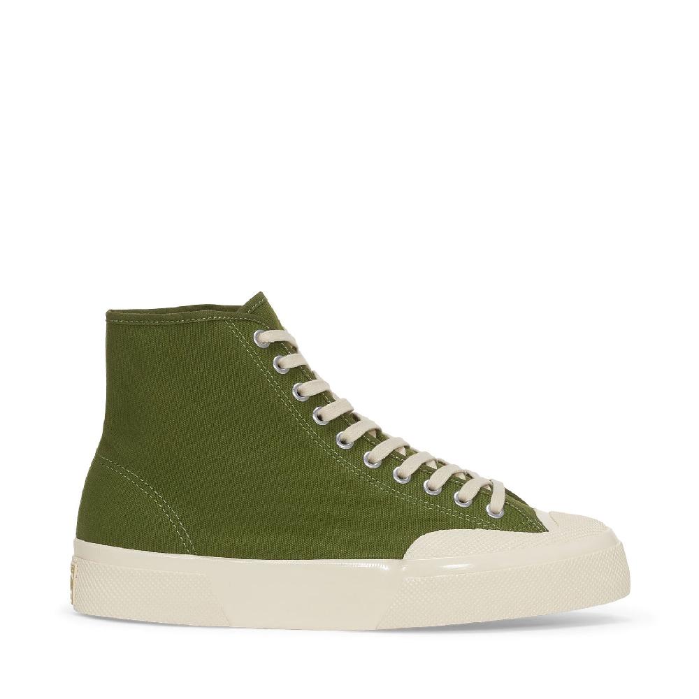Superga 2433 WORKS HIGH CUT COTTON CANVASGREEN-OFF WHITE