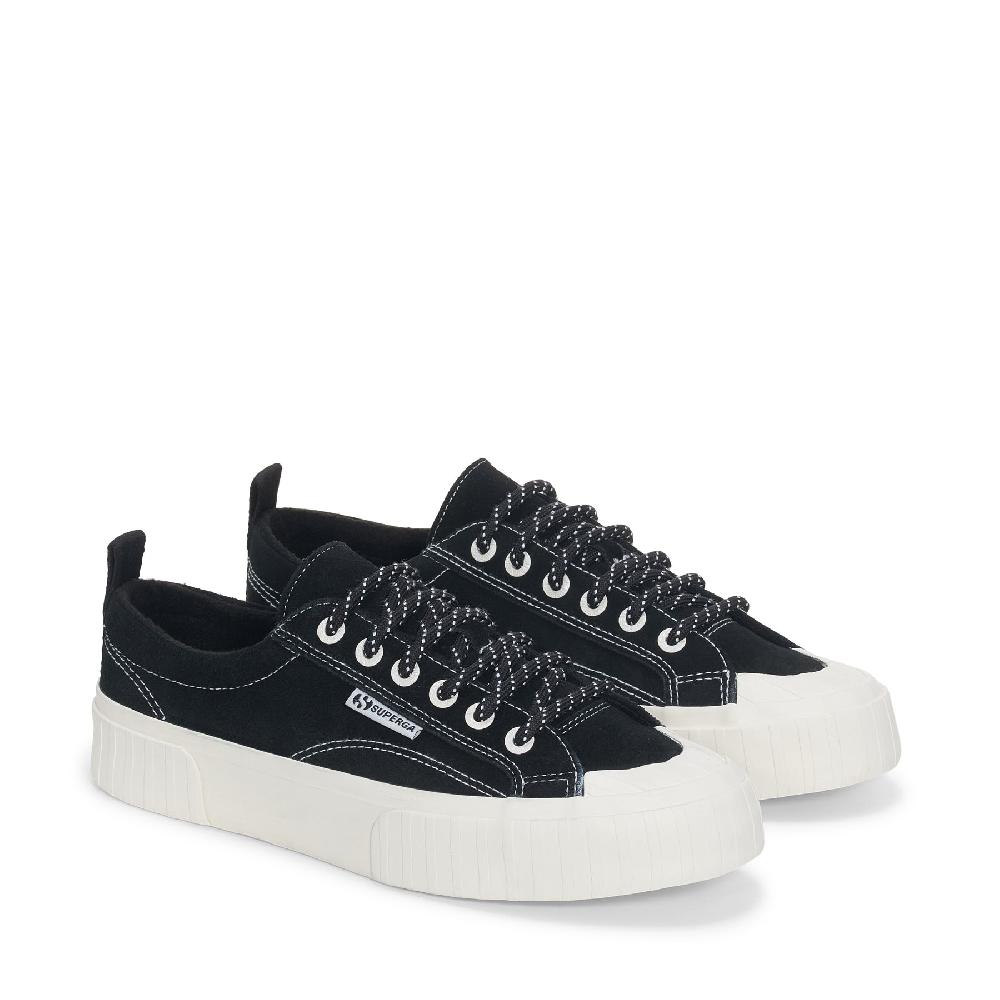Superga 2630 STRIPE SUEDE CONTRAST STITCHINGBLACK-WHITE AVORIO-FAVORIO