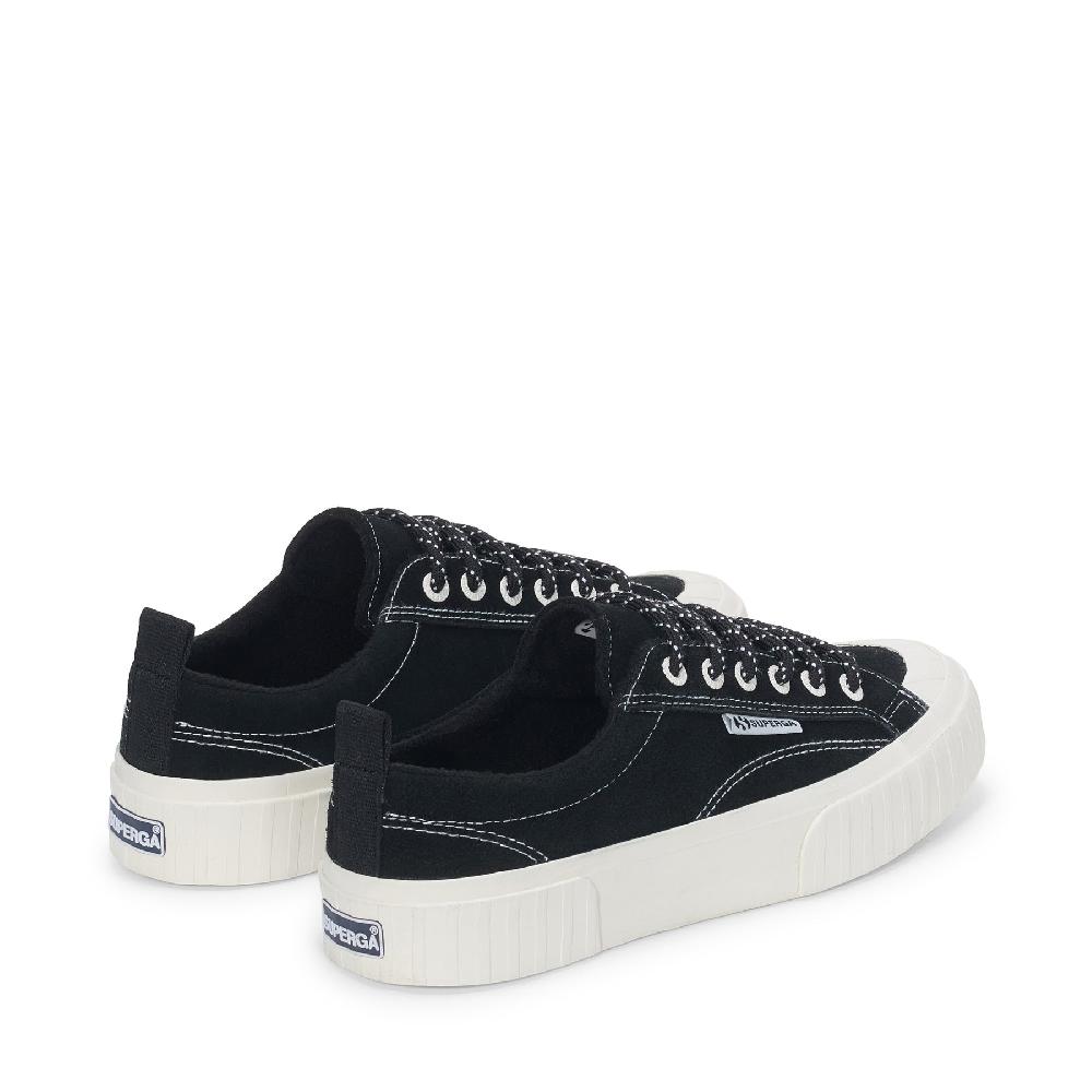 Superga 2630 STRIPE SUEDE CONTRAST STITCHINGBLACK-WHITE AVORIO-FAVORIO
