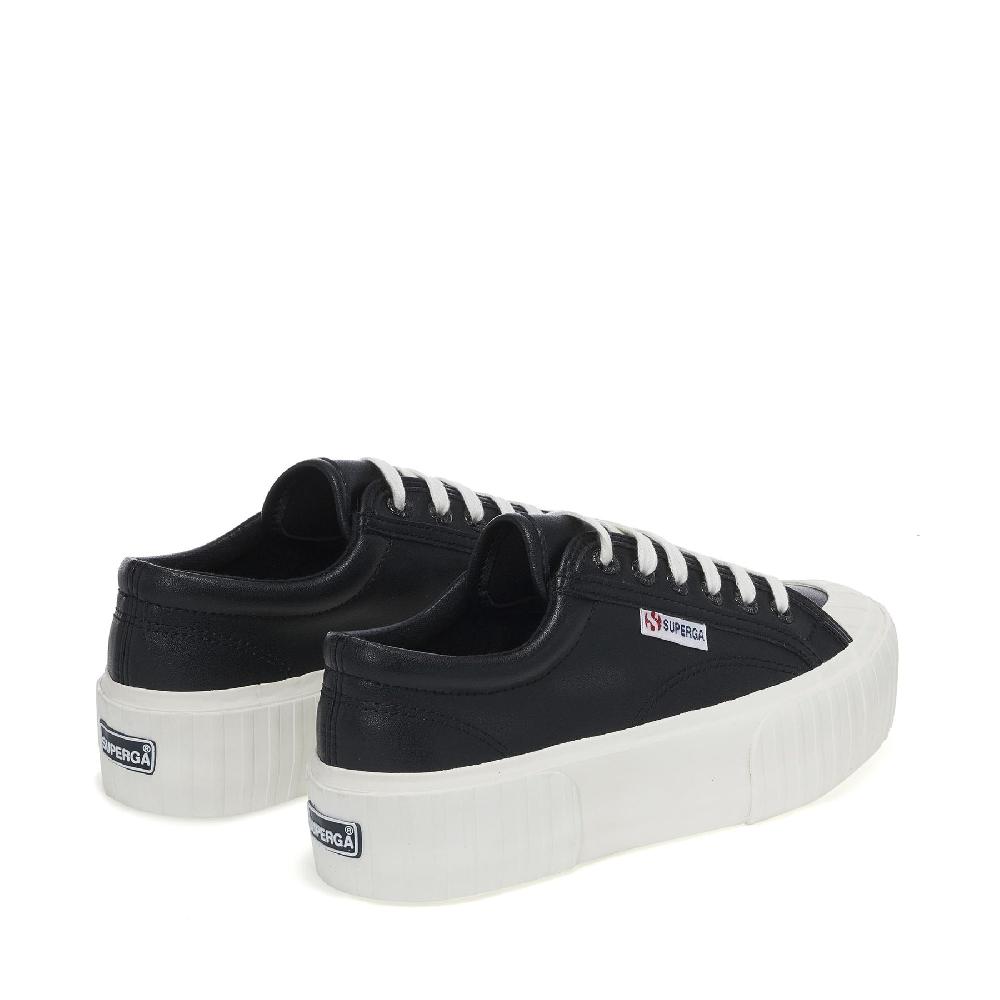 Superga 2631 STRIPE PLATFORM VEGAN MATERIALBLACK-WHITE AVORIO