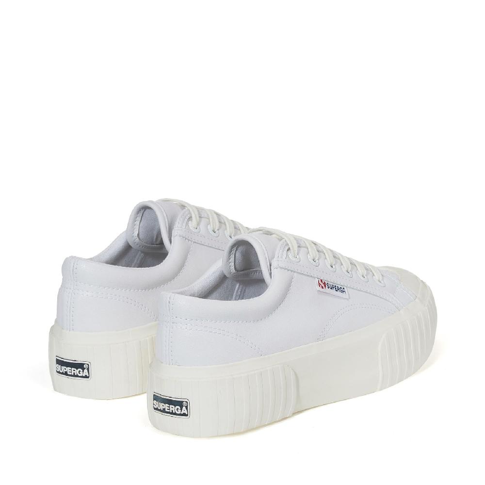 Superga 2631 STRIPE PLATFORM VEGAN MATERIALWHITE-WHITE AVORIO