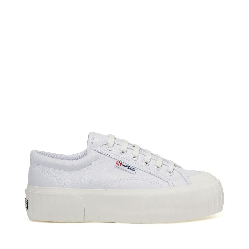 Superga 2631 STRIPE PLATFORM VEGAN MATERIALWHITE-WHITE AVORIO