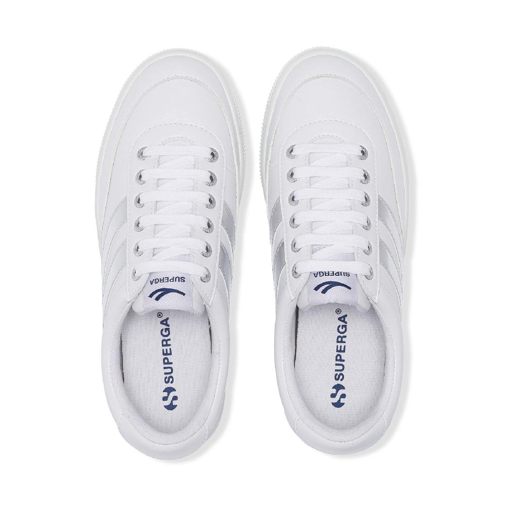 Superga 2740 PLATFORM BLOCKS MIRROR SYNTHETIC MATERIALWHITE-SILVER