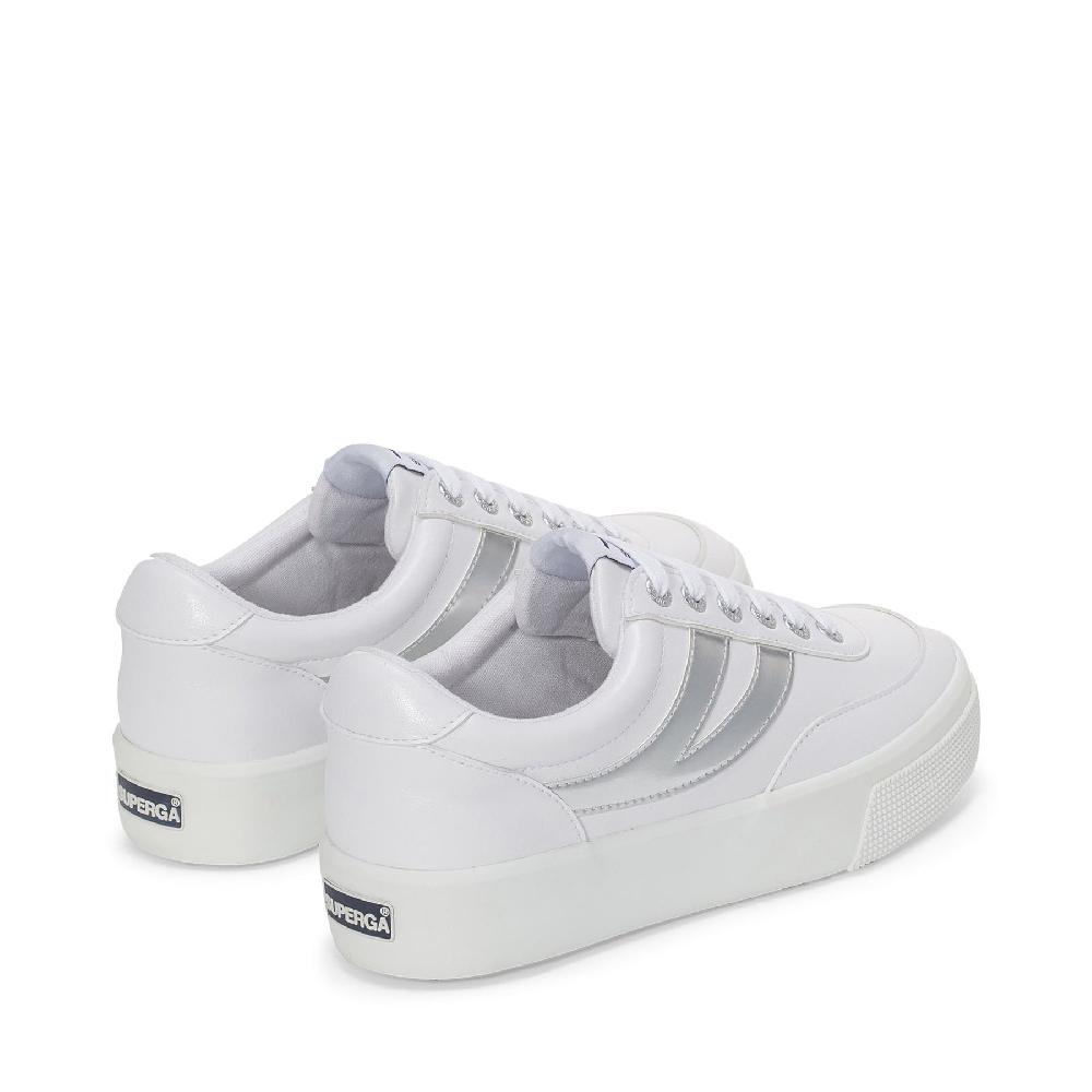 Superga 2740 PLATFORM BLOCKS MIRROR SYNTHETIC MATERIALWHITE-SILVER