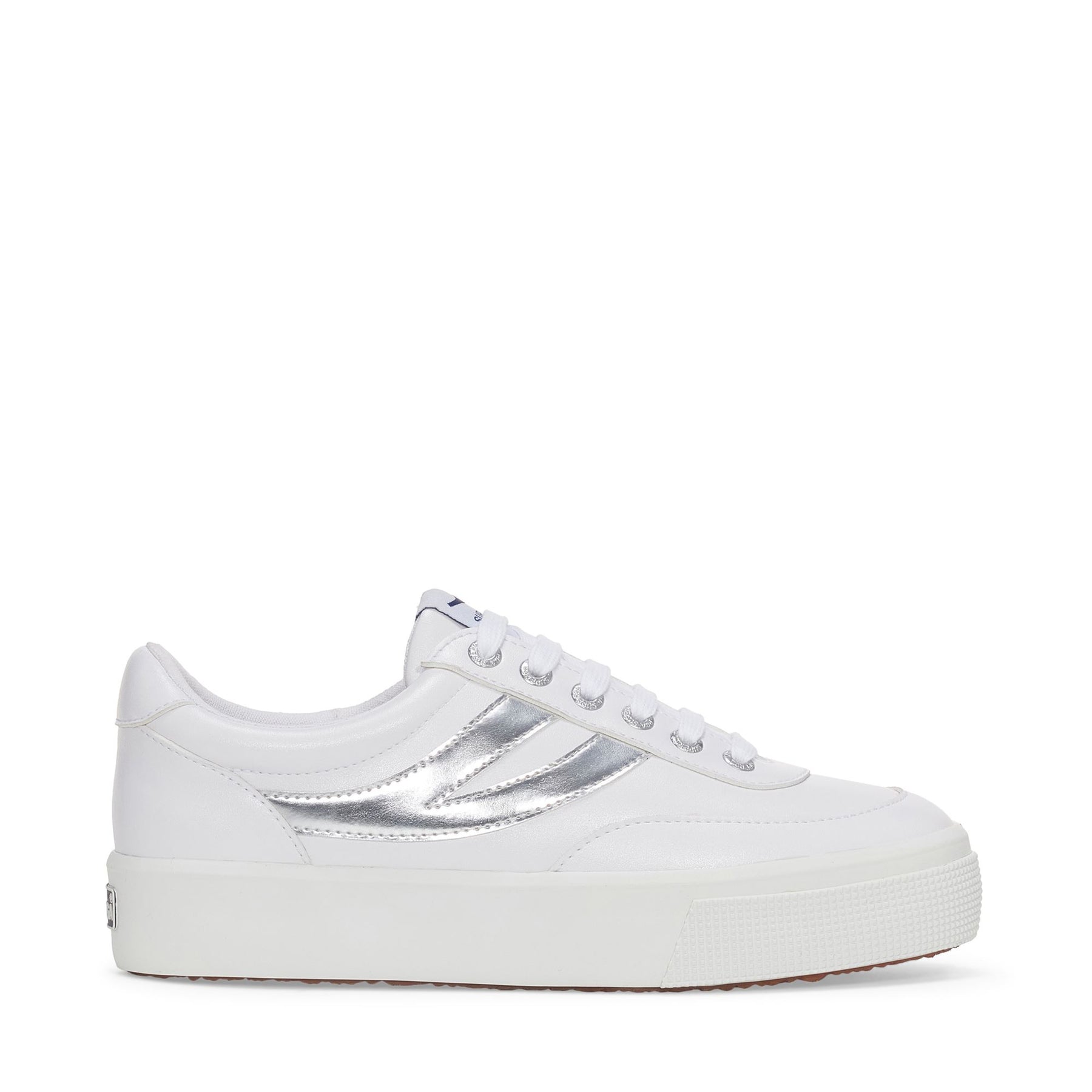 Superga 2740 PLATFORM BLOCKS MIRROR SYNTHETIC MATERIALWHITE-SILVER