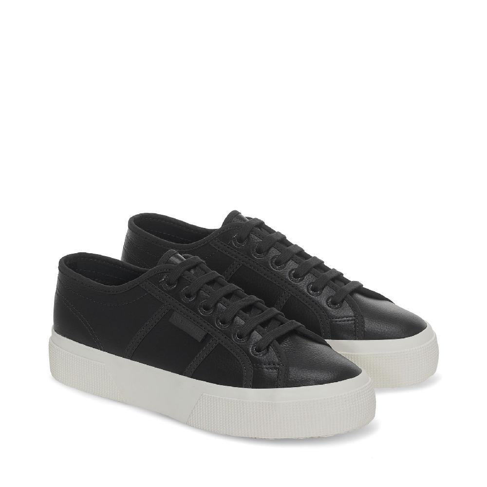 Superga 2740 PLATFORM TUMBLED LEATHERBLACK BRISTOL-FAVORIO