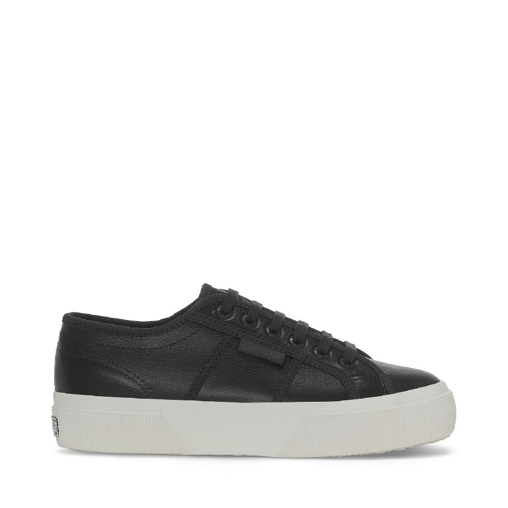 Superga 2740 PLATFORM TUMBLED LEATHERBLACK BRISTOL-FAVORIO