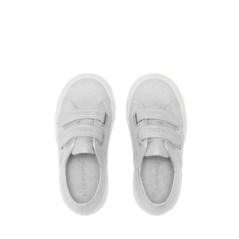 Superga 2750 KIDS STRAPS PEARL MATTE CANVASGREY SILVER-FAVORIO