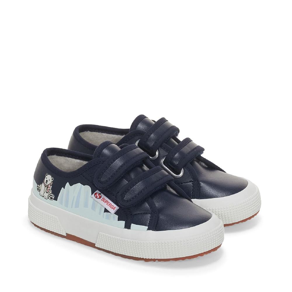 Superga 2750 KIDS STRAPS VEGAN MATERIAL POLAR BEARBLUE NAVY-POLAR BEAR