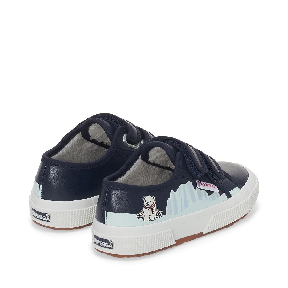 Superga 2750 KIDS STRAPS VEGAN MATERIAL POLAR BEARBLUE NAVY-POLAR BEAR