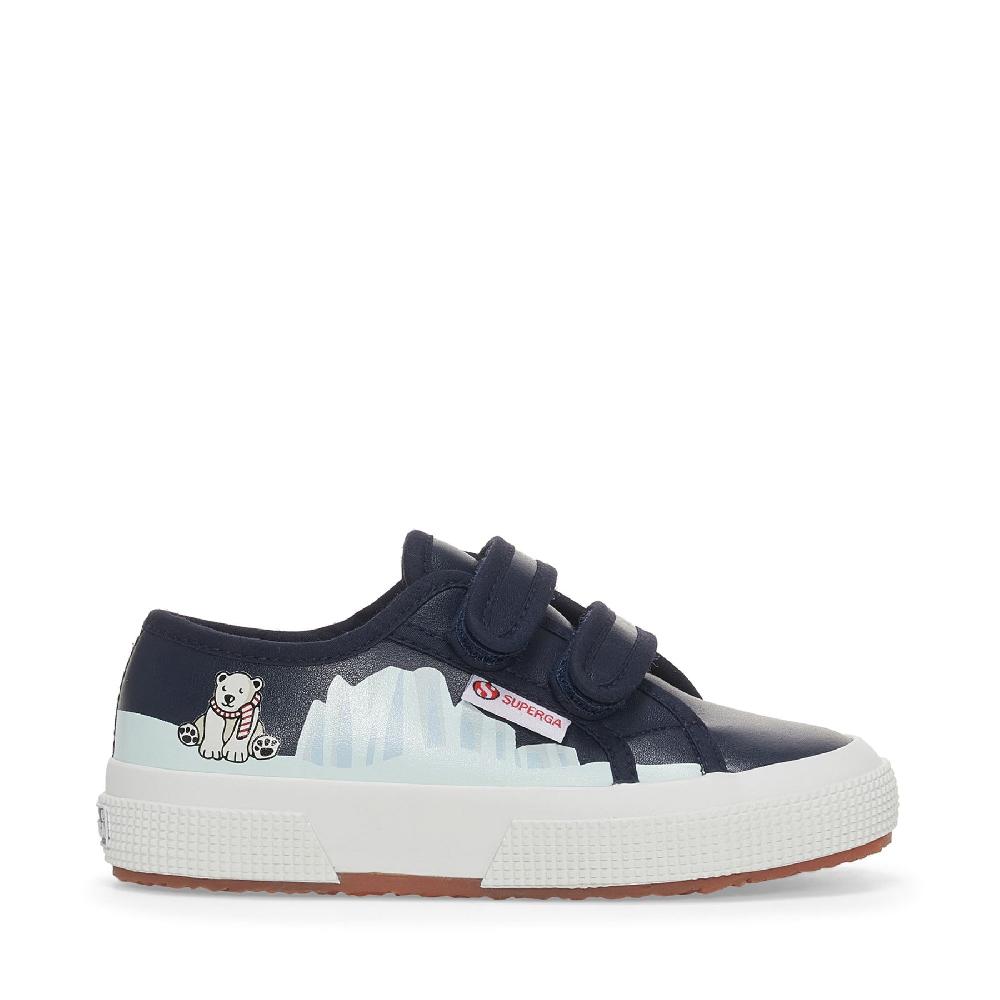 Superga 2750 KIDS STRAPS VEGAN MATERIAL POLAR BEARBLUE NAVY-POLAR BEAR