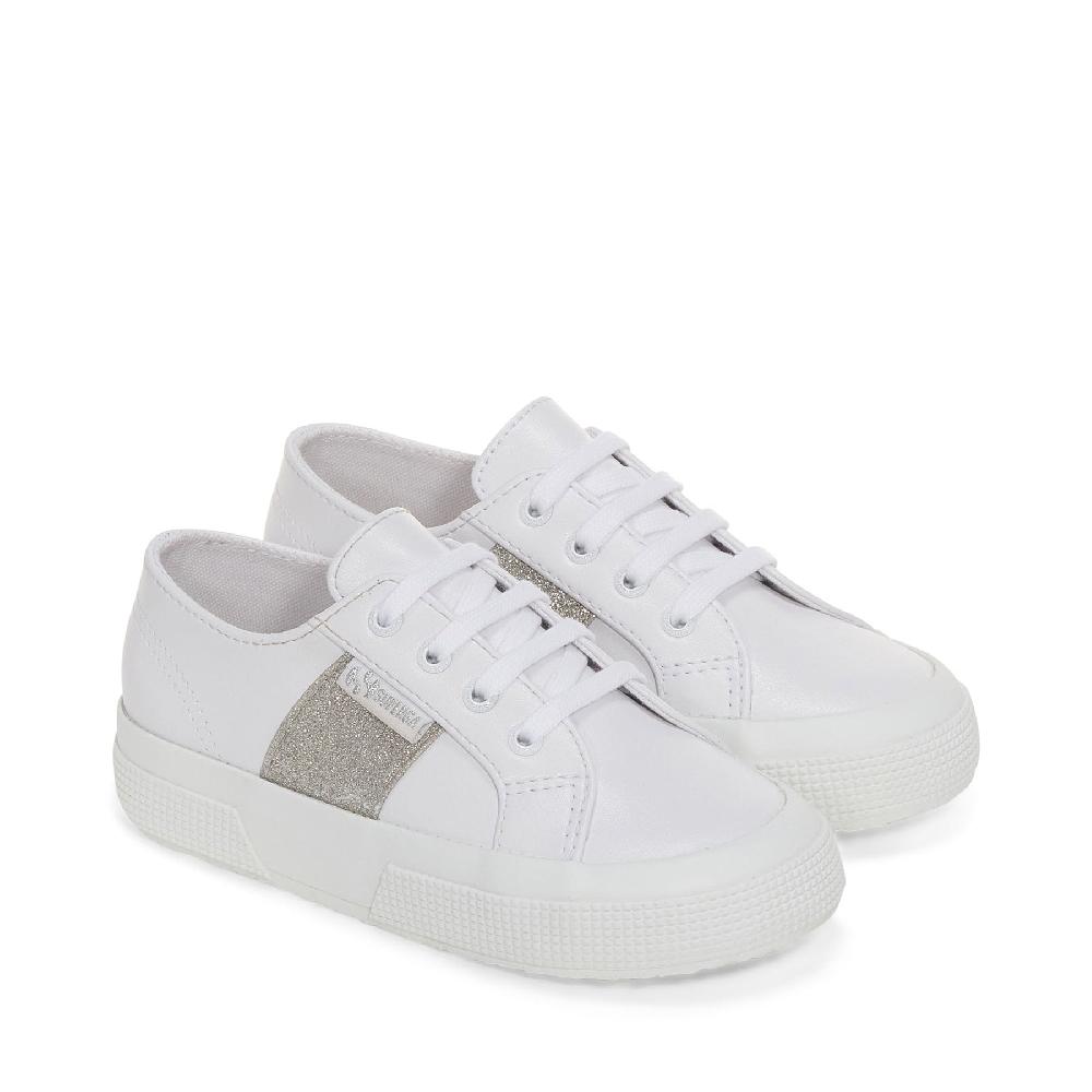 Superga 2750 KIDS SYNTHETIC MATERIAL GLITTERWHITE-SILVER