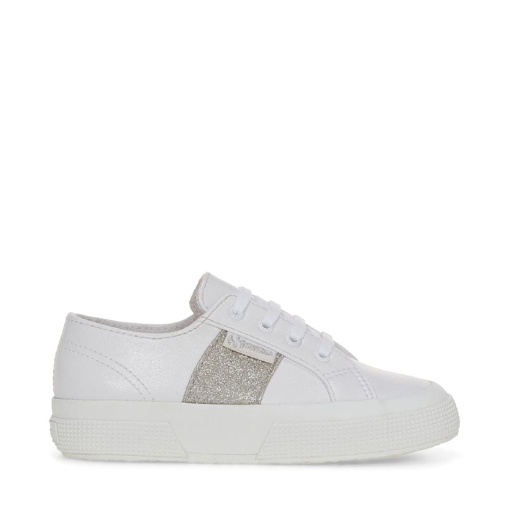 Superga 2750 KIDS SYNTHETIC MATERIAL GLITTERWHITE-SILVER