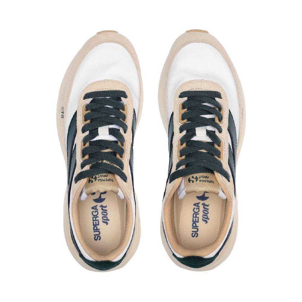 Superga 4089 TRAINING 9TS SLIMWHITE-BEIGE NATURAL-GREEN DK FOREST-BEIGE LT