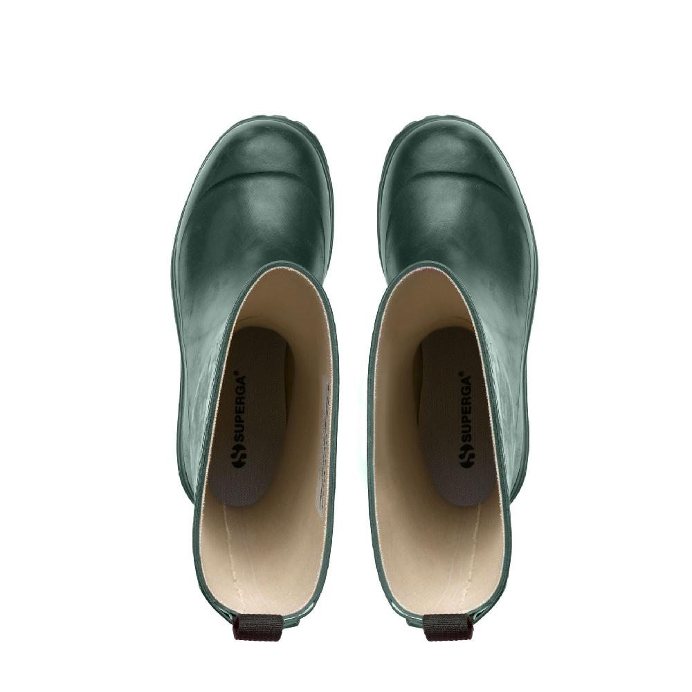 Superga 799 RUBBER BOOTS LETTERINGGREEN DK FOREST-OFF WHITE