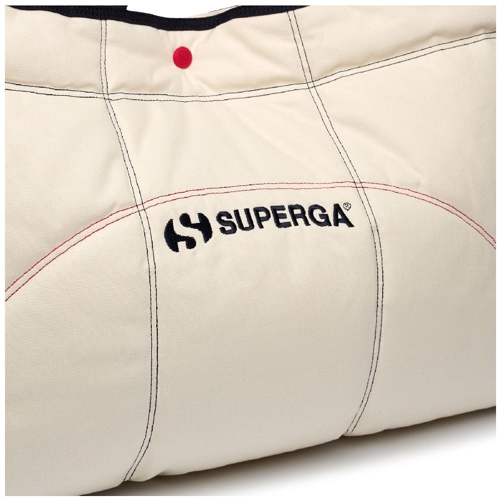 Superga MAXI PADDED WAXED CANVAS TOTE BAG COLORBLOCKWHITE AVORIO-NAVY-RED