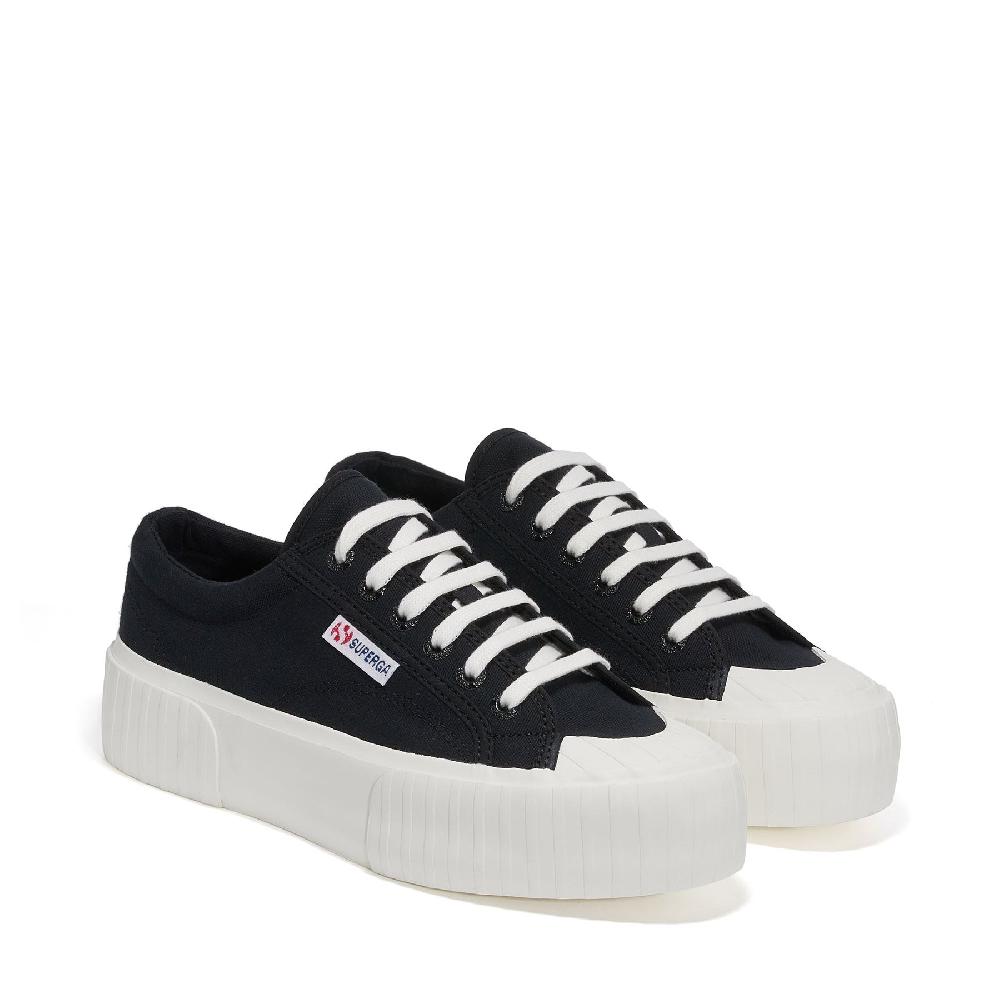 Superga 2631 STRIPE PLATFORMBLACK-WHITE AVORIO