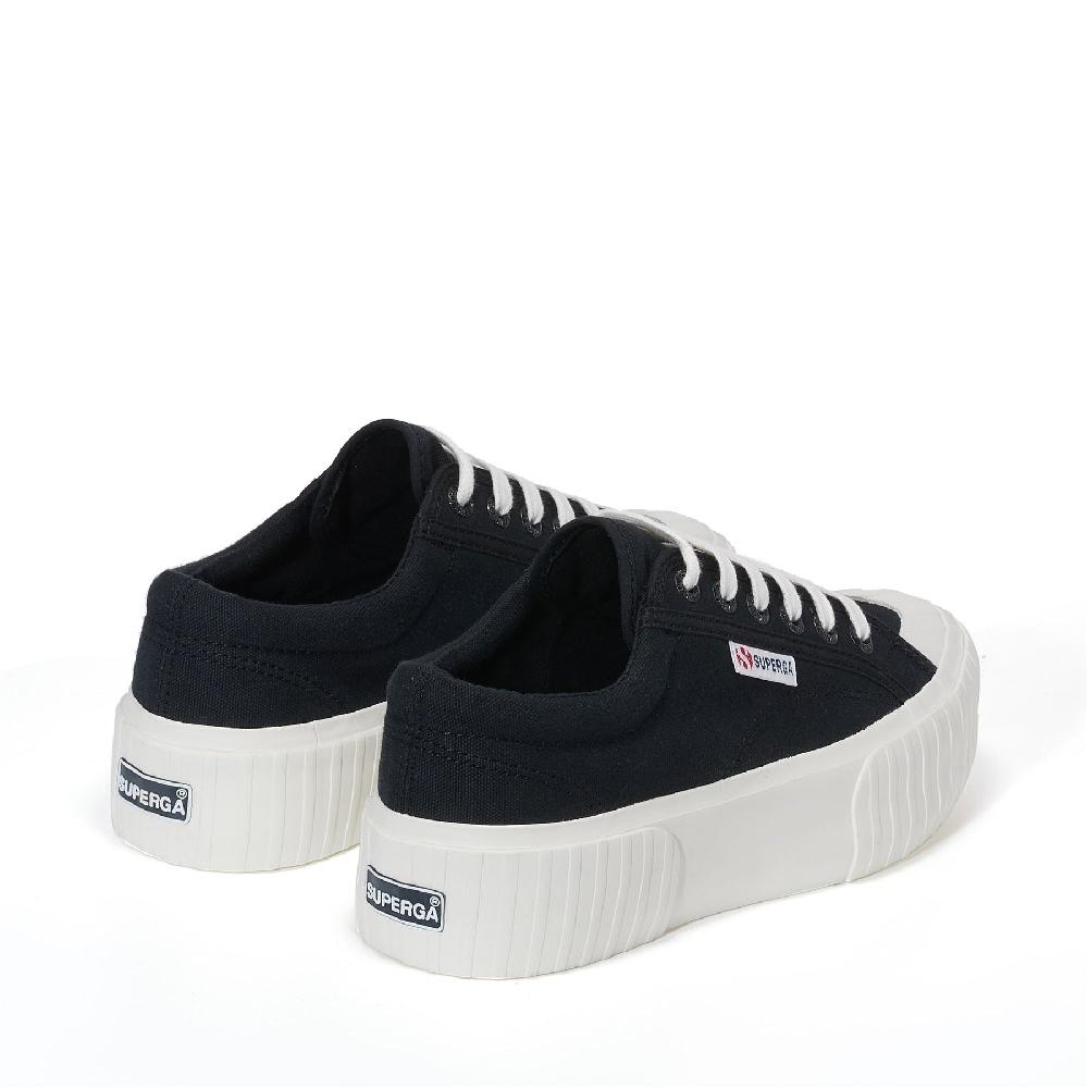 Superga 2631 STRIPE PLATFORMBLACK-WHITE AVORIO