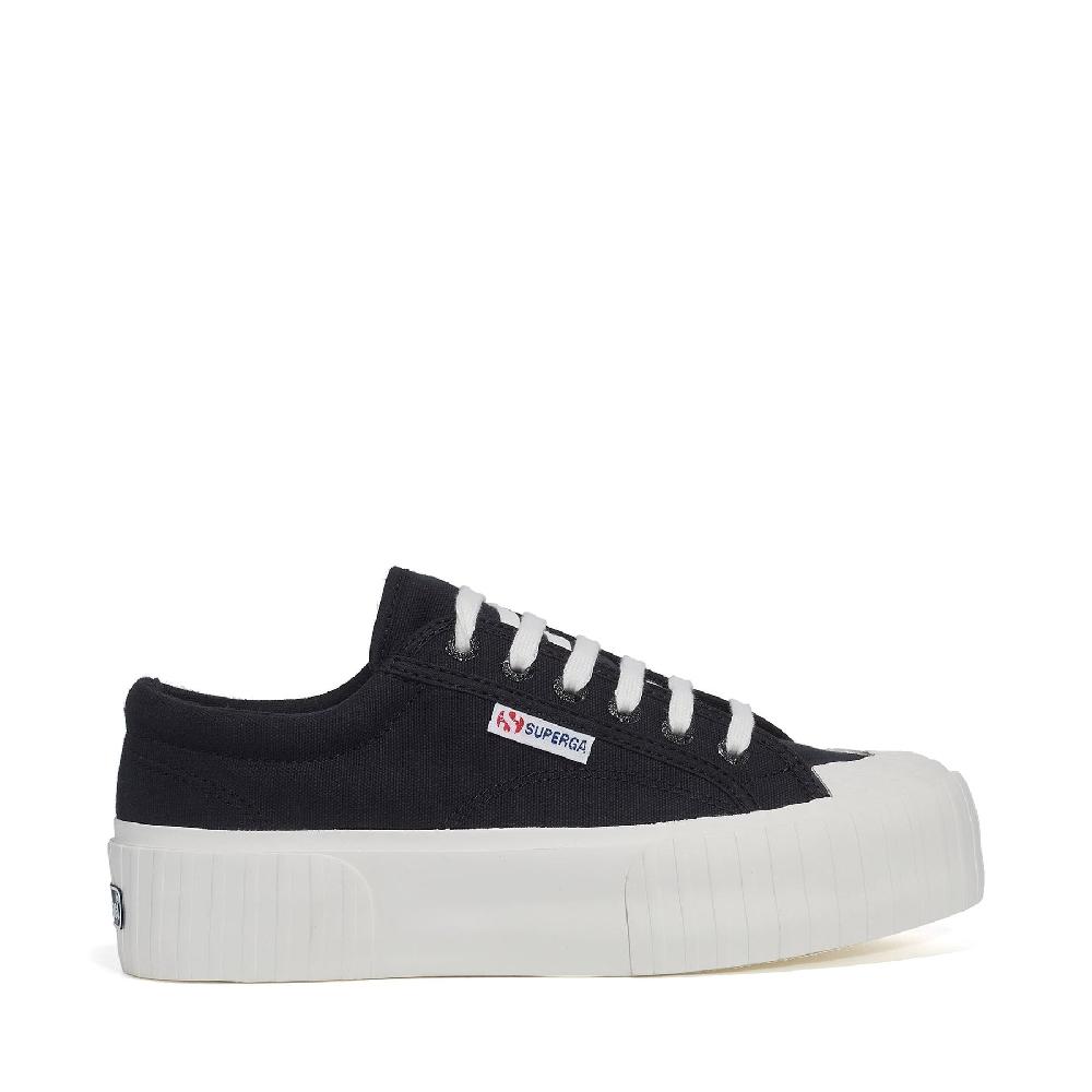 Superga 2631 STRIPE PLATFORMBLACK-WHITE AVORIO