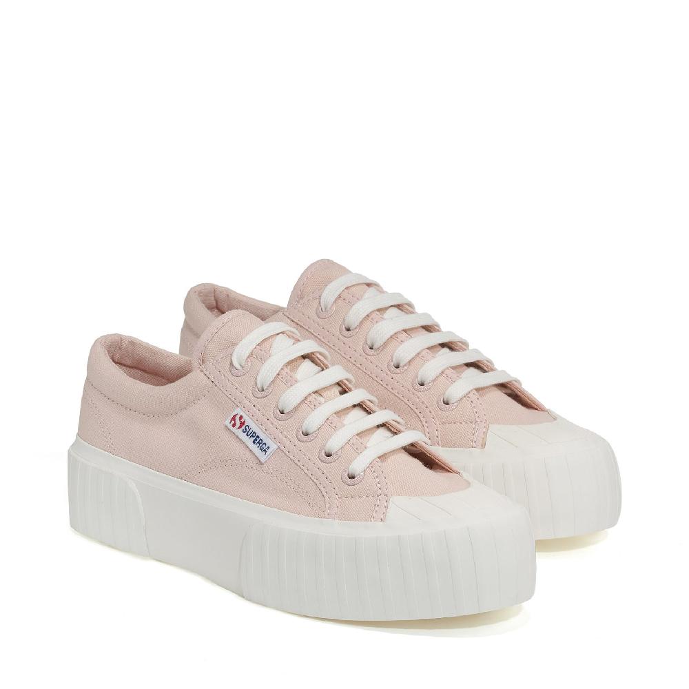 Superga 2631 STRIPE PLATFORMPINK SKIN-F AVORIO