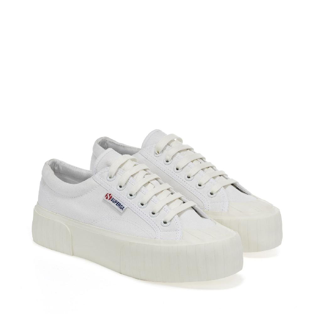Superga 2631 STRIPE PLATFORMWHITE-WHITE AVORIO