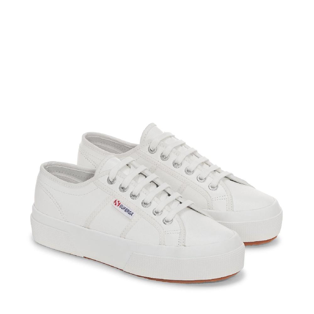 Superga 2740 PLATFORM TUMBLED LEATHERWHITE