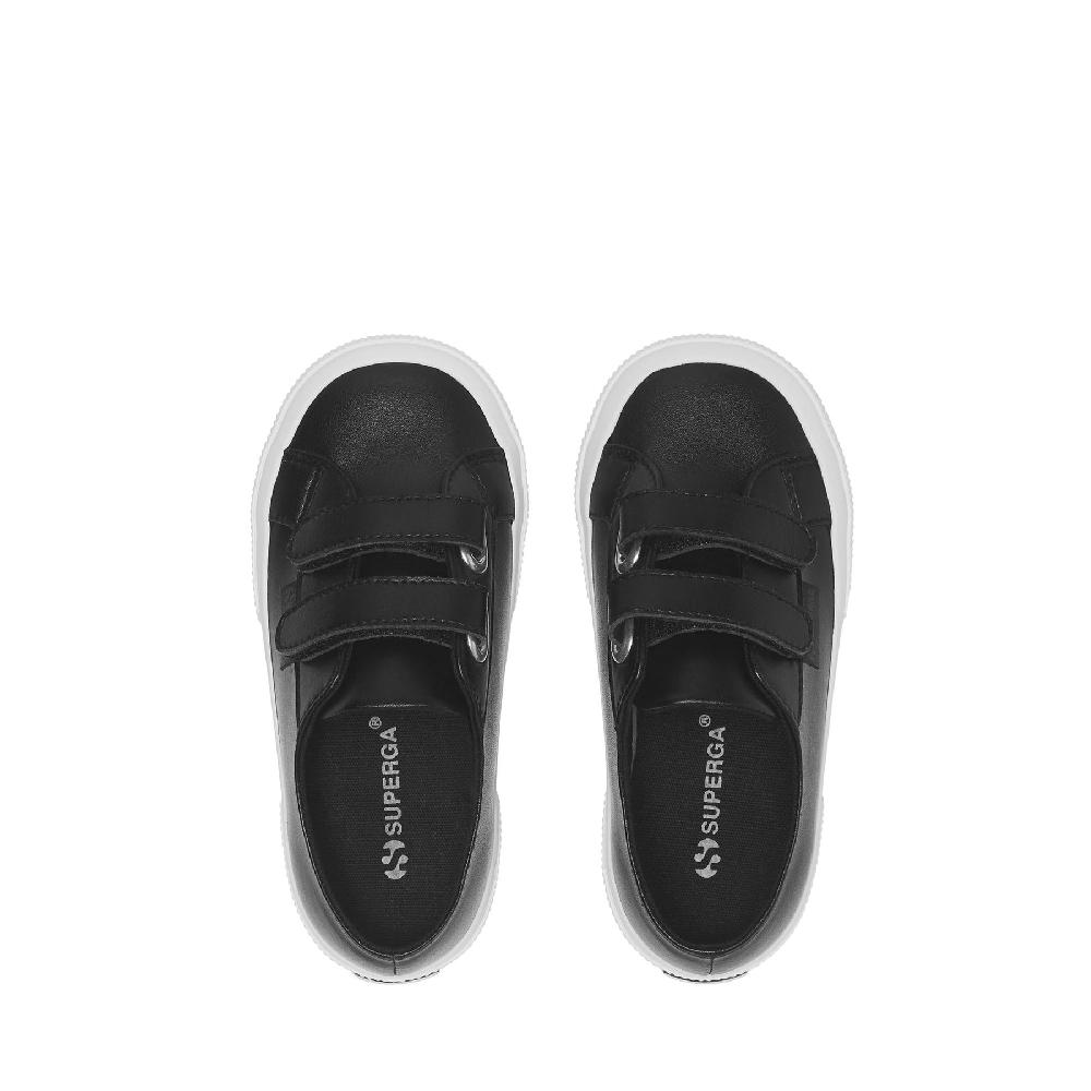 Superga 2750 KIDS STRAPS VEGAN MATERIALBLACK-WHITE