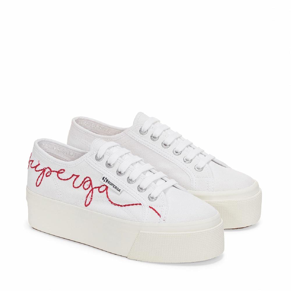 Superga 2790 RED EMBROIDERYWHITE-RED FLAME FAVORIO