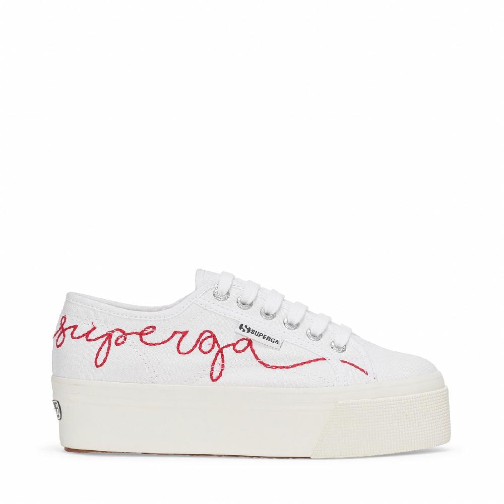 Superga 2790 RED EMBROIDERYWHITE-RED FLAME FAVORIO