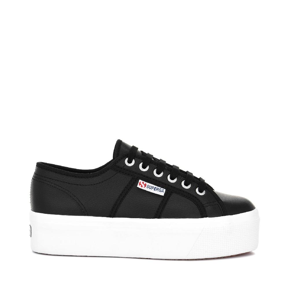 Superga 2790 TUMBLED LEATHERBLACK-WHITE