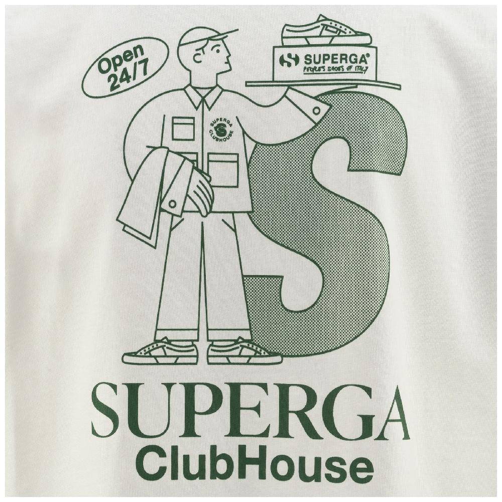 Superga T-SHIRT SUPERGA CLUBHOUSEWHITE AVORIO-GREEN