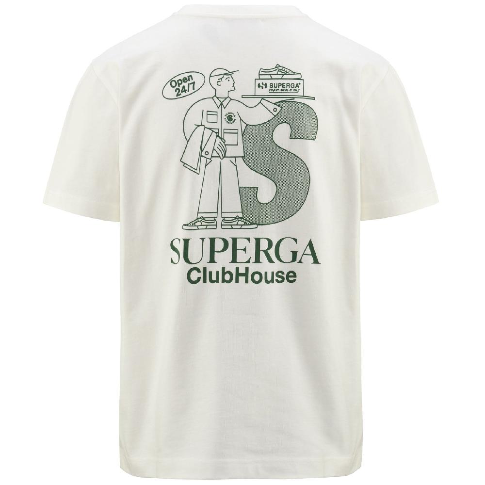 Superga T-SHIRT SUPERGA CLUBHOUSEWHITE AVORIO-GREEN