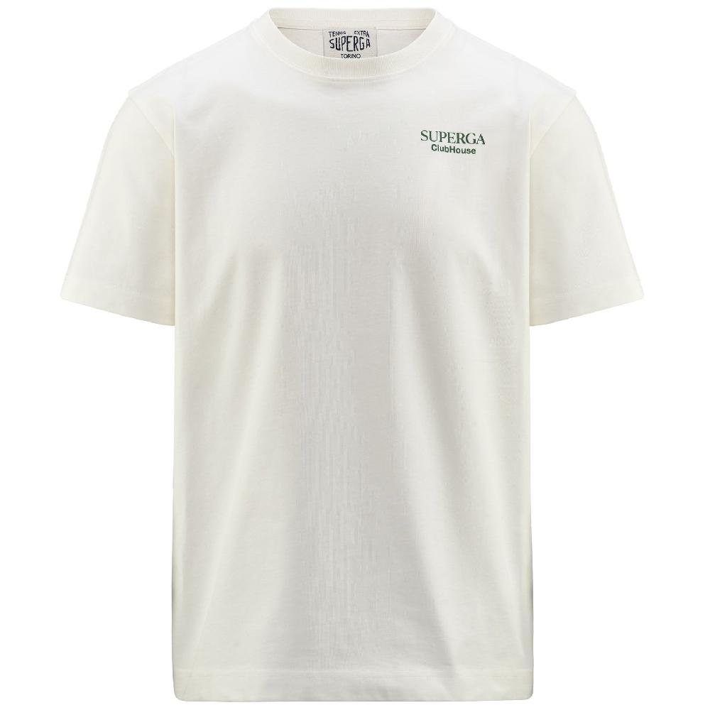 Superga T-SHIRT SUPERGA CLUBHOUSEWHITE AVORIO-GREEN