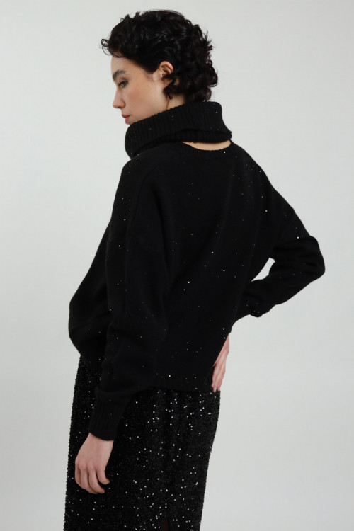 Susy Mix Maglia Collo Rimovibile Con Micro Paillettes
