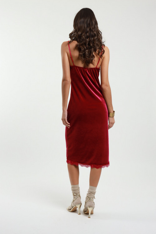 Susy Mix Abito Velluto Con Pizzo