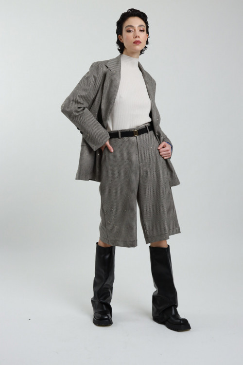 Susy Mix Bermuda Pied de Poule Micro Paillettes