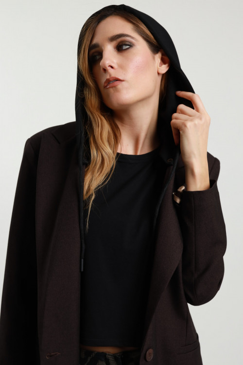 Susy Mix Blazer Con Spilla E Cappuccio