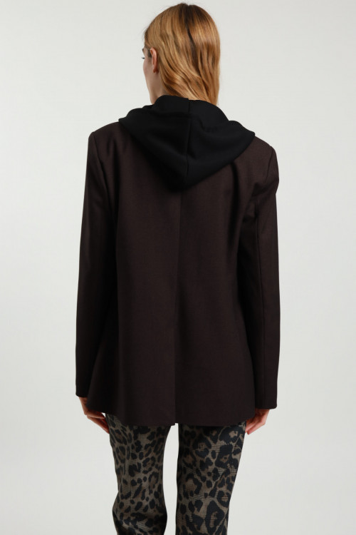 Susy Mix Blazer Con Spilla E Cappuccio