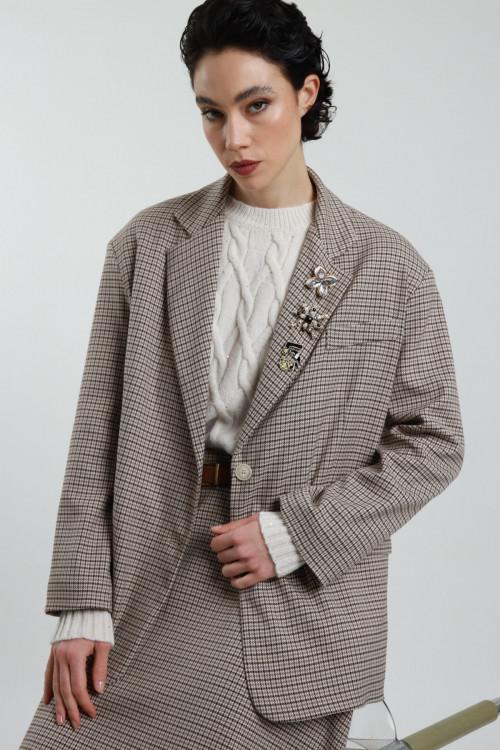 Susy Mix Blazer Over Pied De Poule